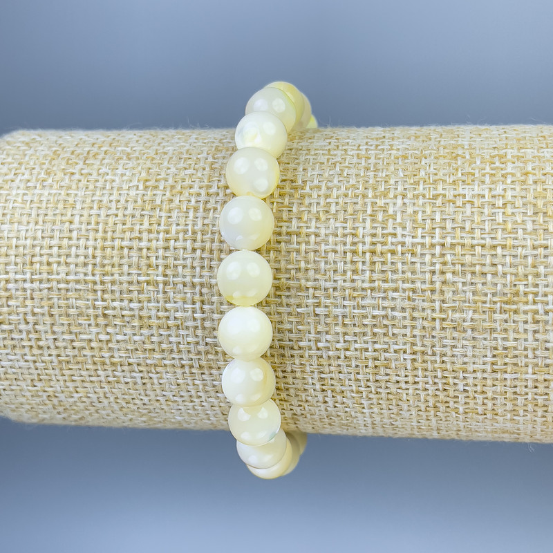 سوار صدف كرة ملساء، قطر 8mm±، طول 18cm± مطاطي