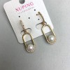 أقراط Xuping مع كريستالات بيضاء ولؤلؤة، قطر 8mm+-، طول 40mm+- مطلية بالذهب 18K