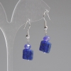 أقراط لازورد مربع مصقول الأوجه 10×10مم+- زجاج تشيكي روندل 6×5مم+-، طول 37مم+