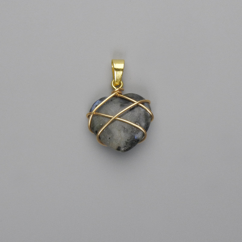 دلاية قلب ملفوف لابرادوريت 21x21mm+-، القطر 30mm+