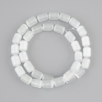 خرز أبيض عين القط أسطواني، القطر 10,5×8mm±، الطول 37cm± على الخيط