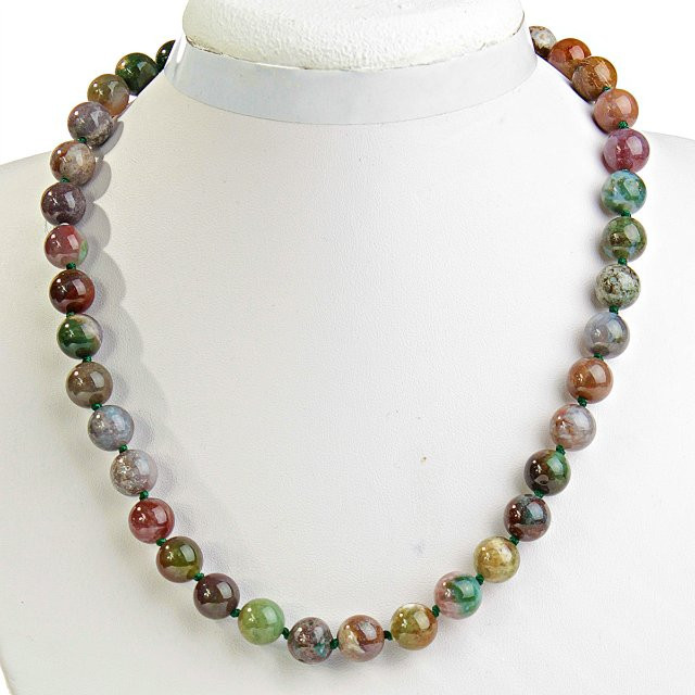 عقد متعدّد الألوان يَشب كرة 12mm، الطول 47cm