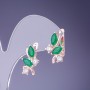 أقراط بكريستالات خضراء 19x12mm معدن ذهبي
