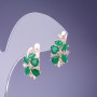 أقراط بكريستالات خضراء 19x10mm معدن ذهبي