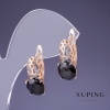 أقراط Xuping زركون أسود 18x9mm "مطلية بالذهب 18K"
