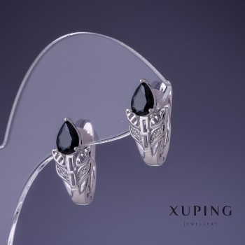 أقراط Xuping 17×10mm روديوم بحجر أسود