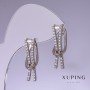 أقراط Xuping بأحجار راين بيضاء 25×7mm روديوم