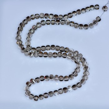 خرز كريستال بأسلوب سواروفسكي رمادي فاتح كرة مفصصة بطلاء، قطر 5x4mm خيط، طول 48cm