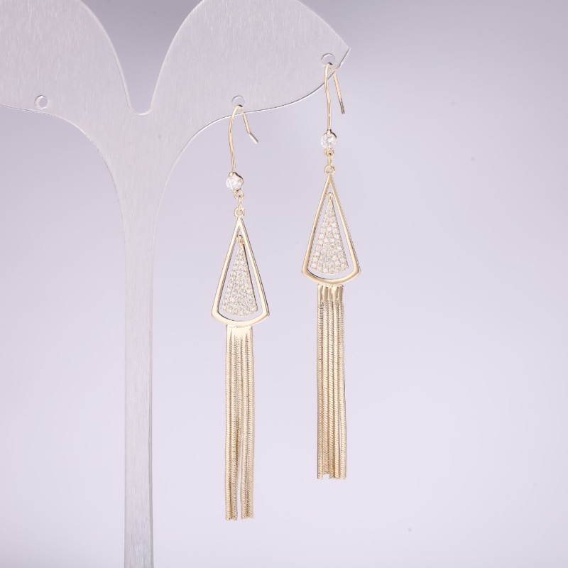 أقراط شراشيب 73×11mm معدن ذهبي كوريا
