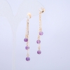 حلق Xuping مطلي بالذهب 18K مع خرزات وأحجار راين بيضاء، طول 60mm +