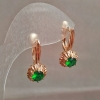 أقراط Xuping مطلية بالذهب 18K مع كريستال أخضر، القطر 27x10mm +