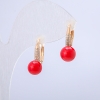 أقراط Xuping مطلية بالذهب 18K مع فصوص بيضاء وخرزة حمراء، القطر 17x7mm +