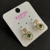 أقراط Xuping مطلية بالذهب 18K بأحجار خضراء وزركون أبيض 17×10مم