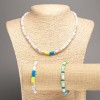 طقم "أوكرانيا" كاهولونغ حجر طبيعي أسطواني، قطر 10x6mm+- وصلصال البوليمر، طول 46cm+-، طول 18cm (مطاطي)
